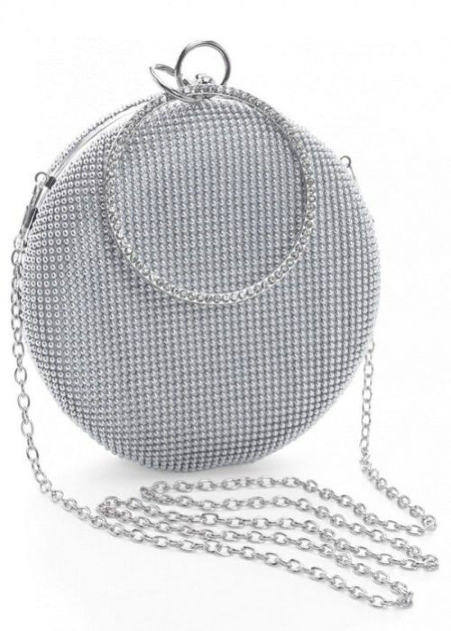 * | Cut Price Venus Ring Handle Circle Clutch Silver | Womens Handbags