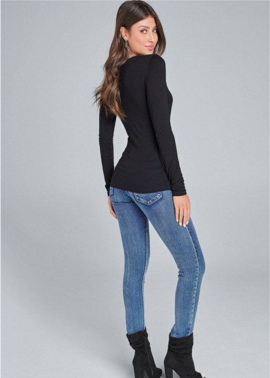 * | Best Price Venus Cut Out Detail Top Black | Womens Tops