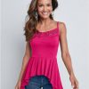 * | Sale Online Venus Crochet Trim Handkerchief Hem Top Fuchsia | Womens Tops