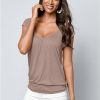 * | Cheap Online Venus Relaxed V-Neck Top Taupe | Womens Tops