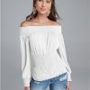 * | Wholesale Venus Off Shoulder Smocked Top White | Womens Tops