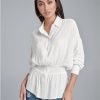 * | Excellent Venus Smocked Button Front Casual Blouse White | Womens Tops