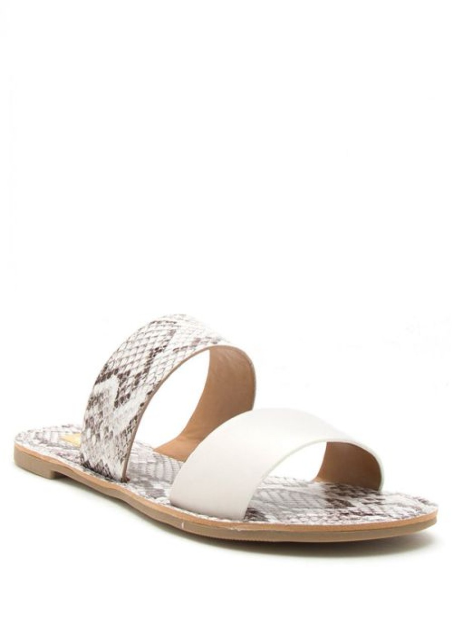 * | Excellent Venus Double Strap Printed Sandal Off White | Womens Sandals & Wedges