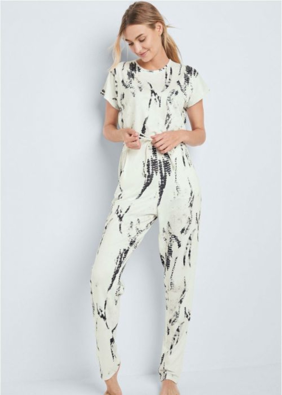 * | Cut Price Venus Tie Dye Lounge Jumpsuit Grey & White | Womens Loungewear