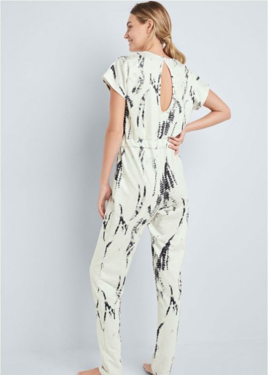 * | Cut Price Venus Tie Dye Lounge Jumpsuit Grey & White | Womens Loungewear