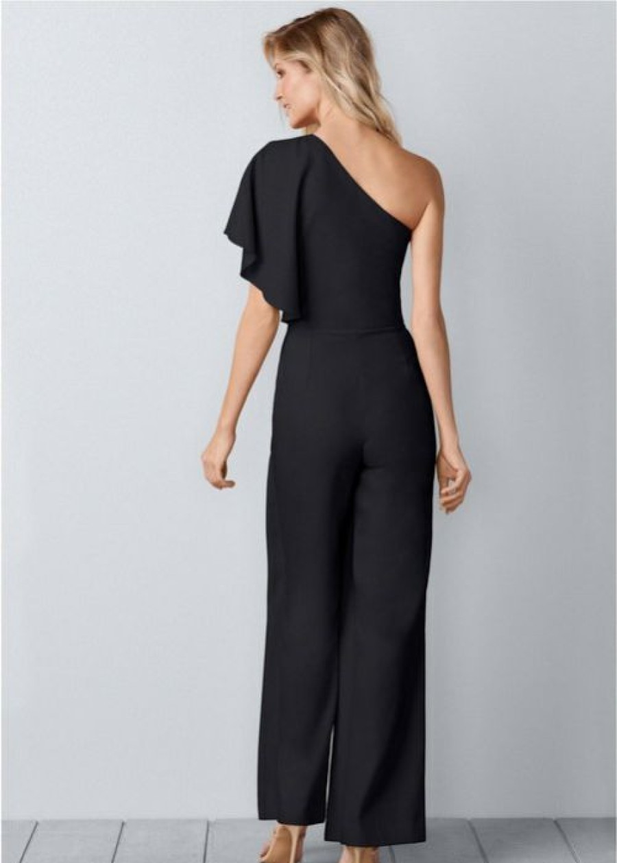 * | Cut Price Venus One Shoulder Jumpsuit Black | Womens Jumpsuits & Rompers