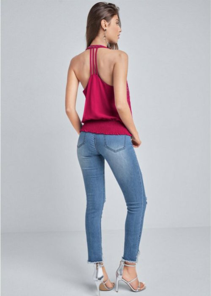 * | Store Venus Embellished Halter Neck Top Fuchsia | Womens Tops