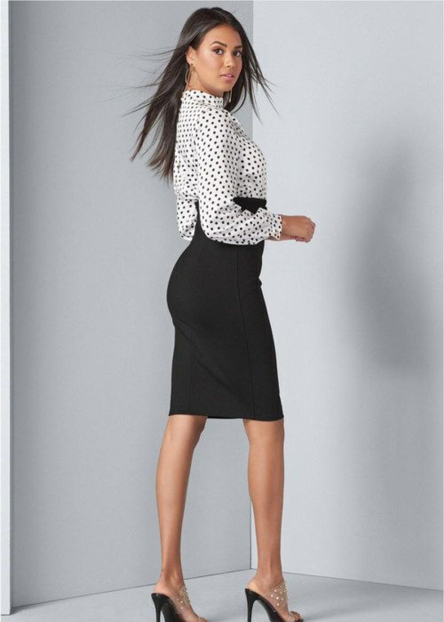 * | Attractive Venus Polka Dot Twofer Dress White & Black | Womens Dresses