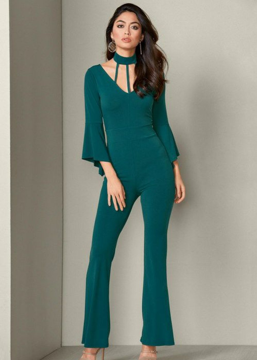 * | Cut Price Venus Strappy Detail Jumpsuit Dark Teal | Womens Jumpsuits & Rompers