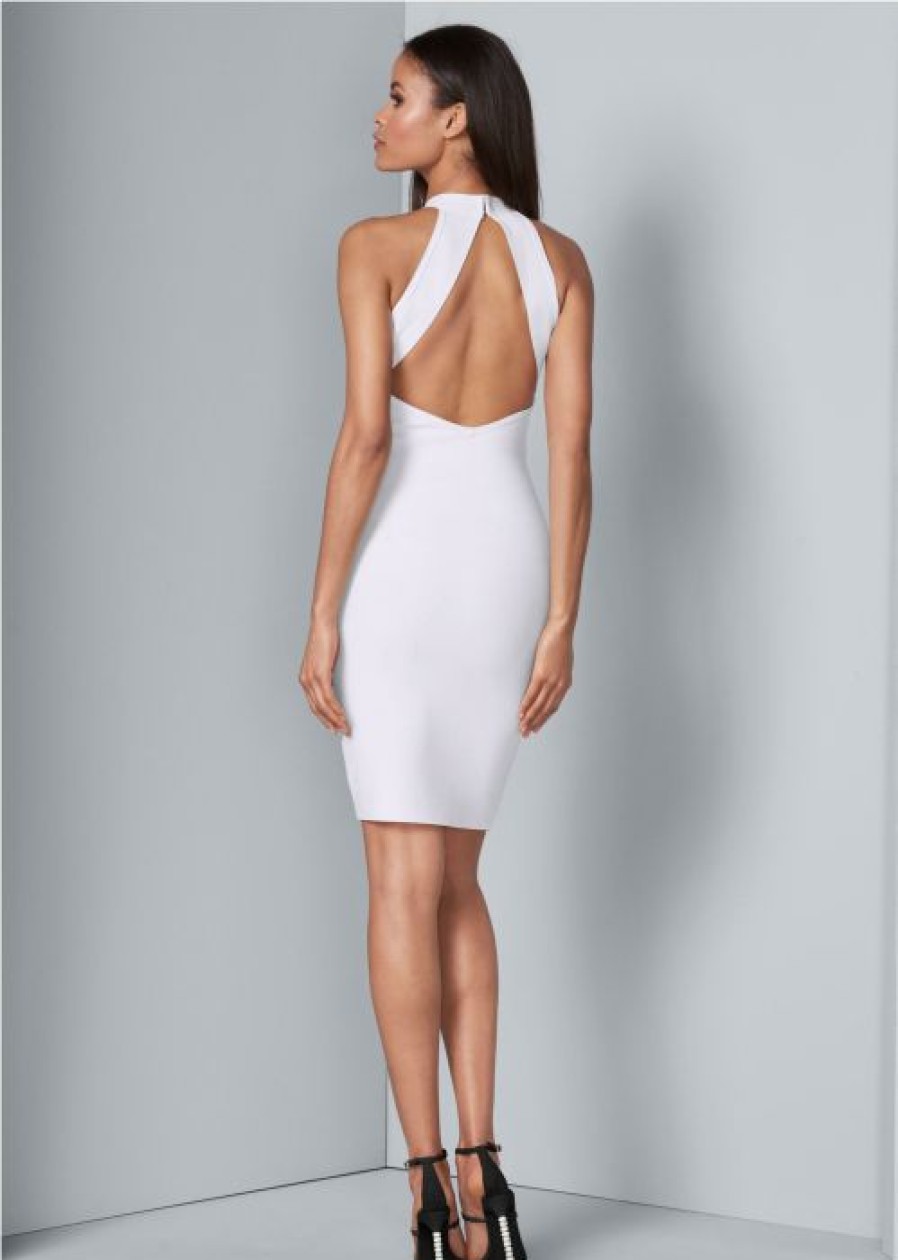 * | Attractive Venus Pearl Detail Bandage Dress White | Womens Dresses