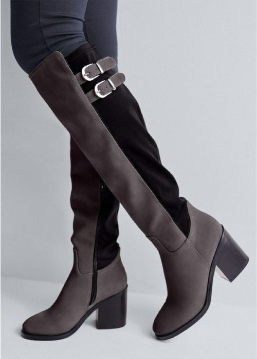 * | Large Choice Venus Stretch Back Boots Grey & Black | Womens Boots & Booties