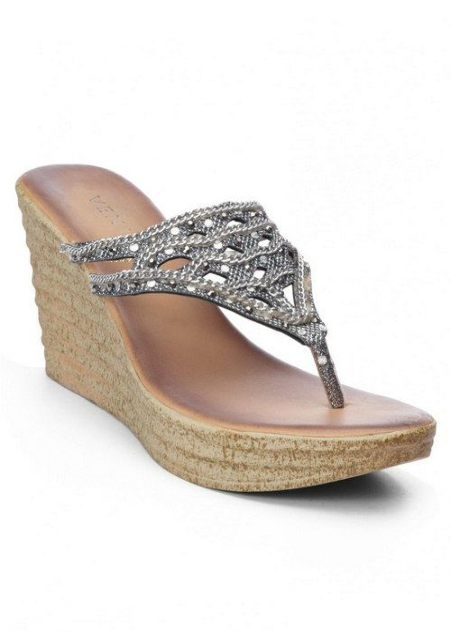 * | Latest Venus Embellished Wedges Pewter | Womens Heels