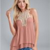 * | Sale Online Venus Crochet Neckline Top Blush Multi | Womens Tops