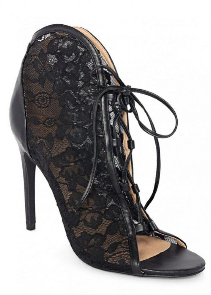 * | Attractive Venus Lace Detail Bootie Black | Womens Heels