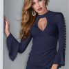 * | Opening Sales Venus Grommet Detail Surplice Top Navy | Womens Tops