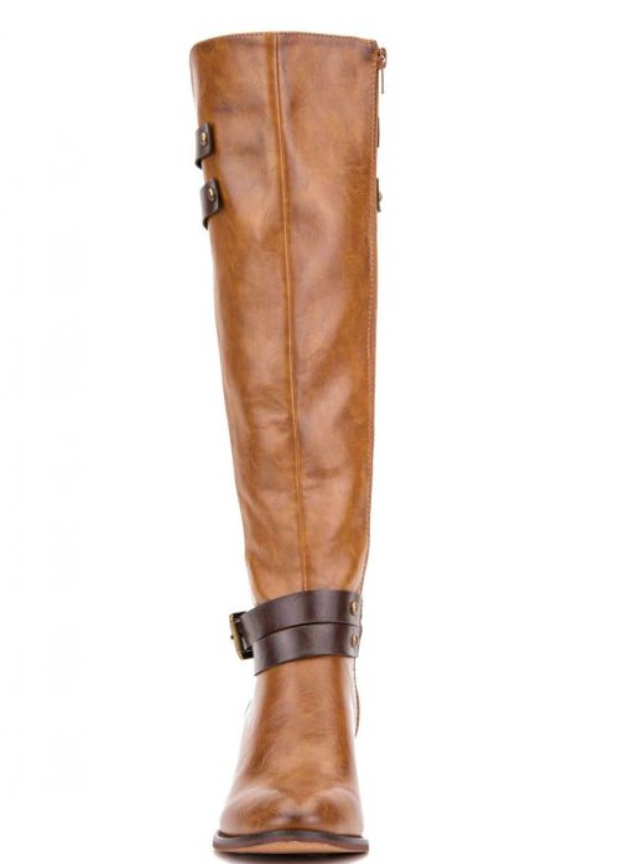 * | Excellent Venus Tall Belt Detail Boot Cognac | Womens Boots & Booties