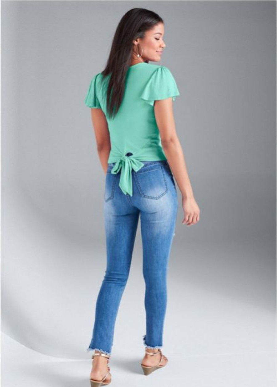 * | Exquisite Gifts Venus Flounce Sleeve Top Mint | Womens Tops