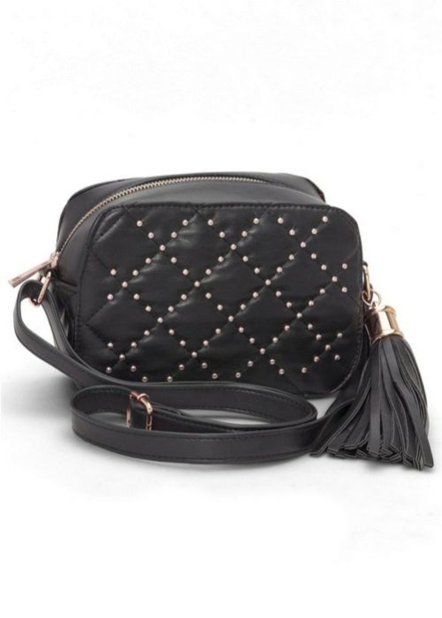 * | Large Choice Venus Stud Detail Crossbody Black | Womens Handbags