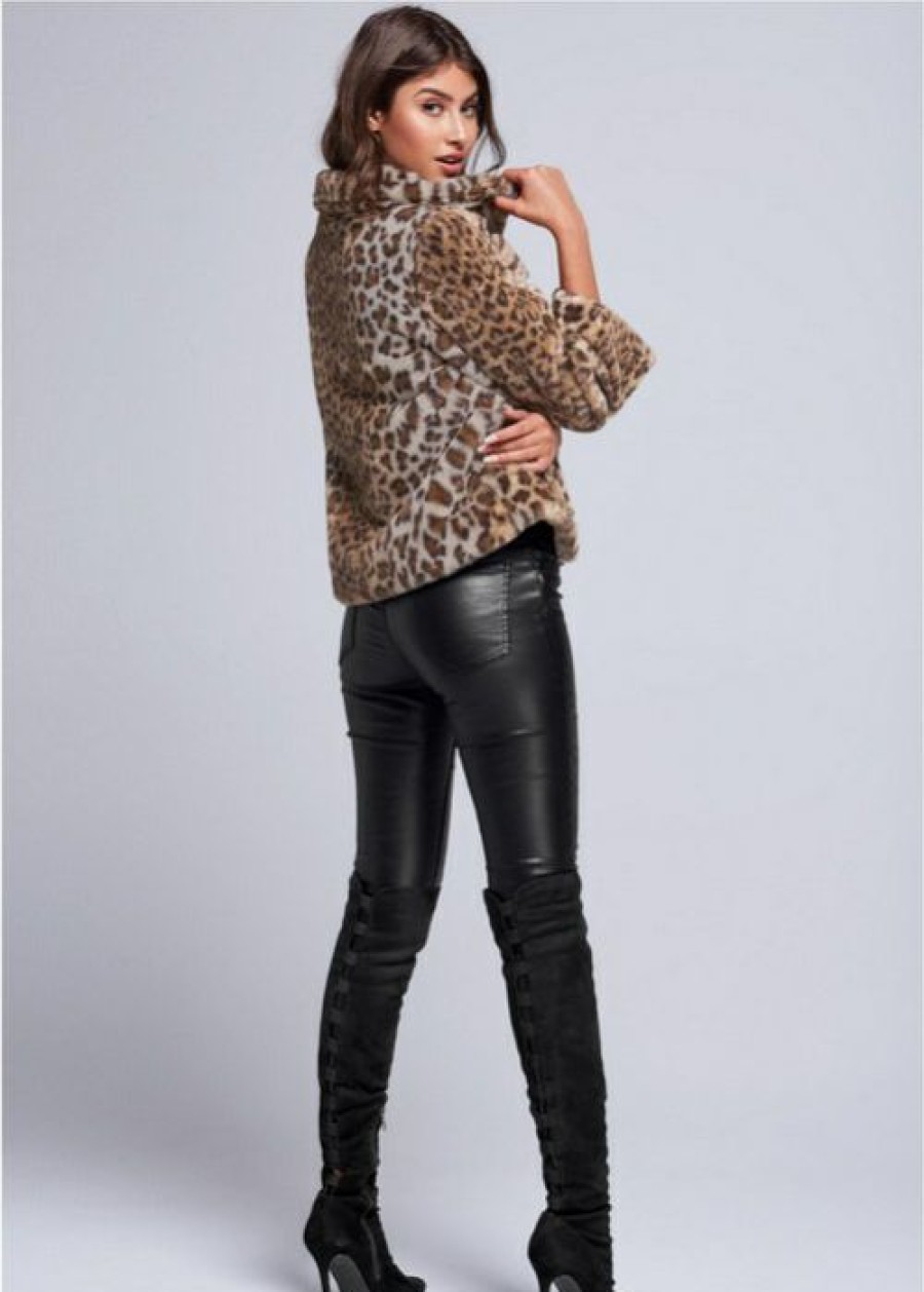 * | Attractive Venus Faux Fur Leopard Print Coat Brown Multi | Womens Jackets & Coats