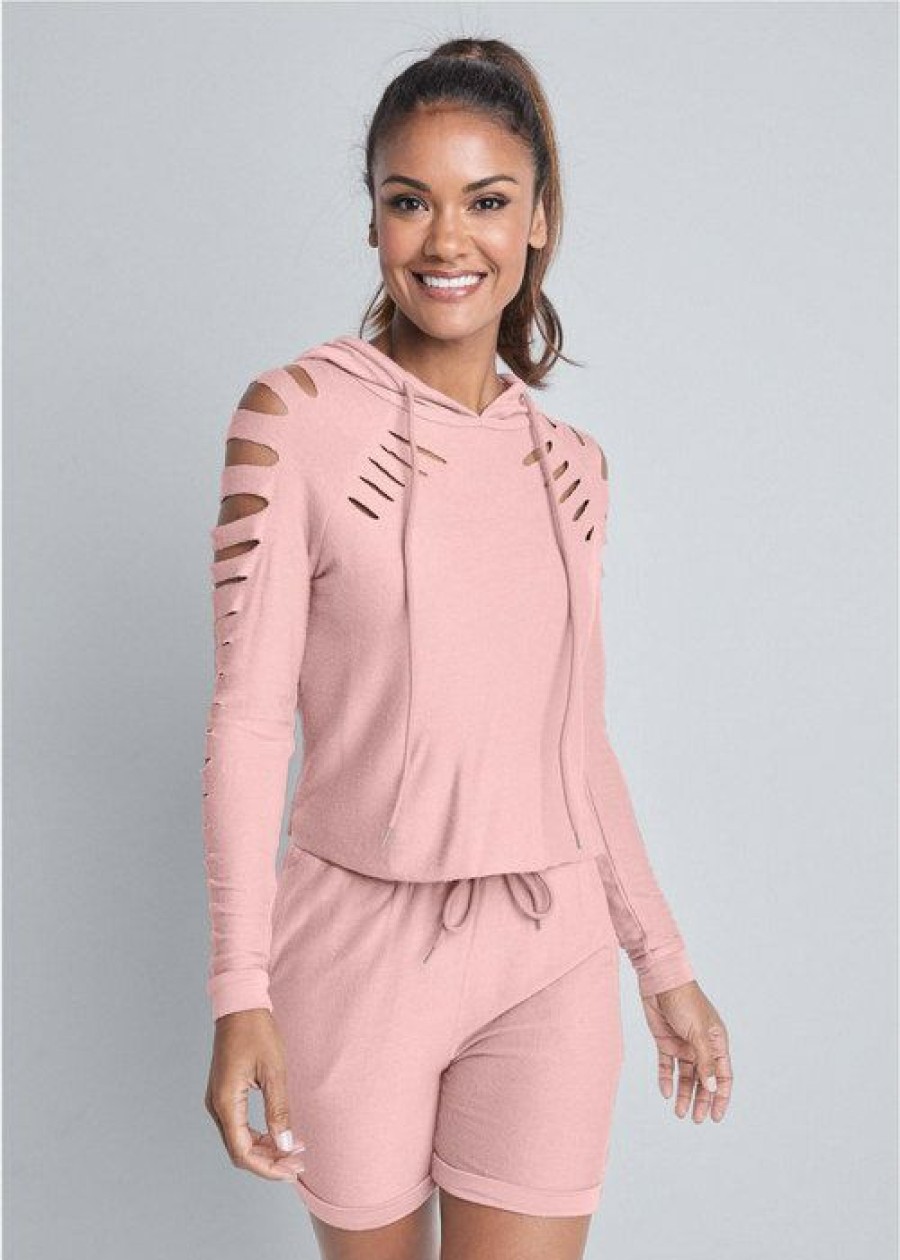 * | 100% Guarantee Venus Cozy Cut Out Lounge Short Set Light Pink | Womens Loungewear