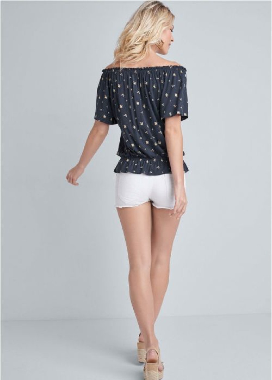 * | Sale Online Venus Floral Top Navy | Womens Tops