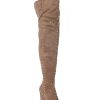 * | Excellent Venus Studded Over The Knee Boots Taupe | Womens Boots & Booties