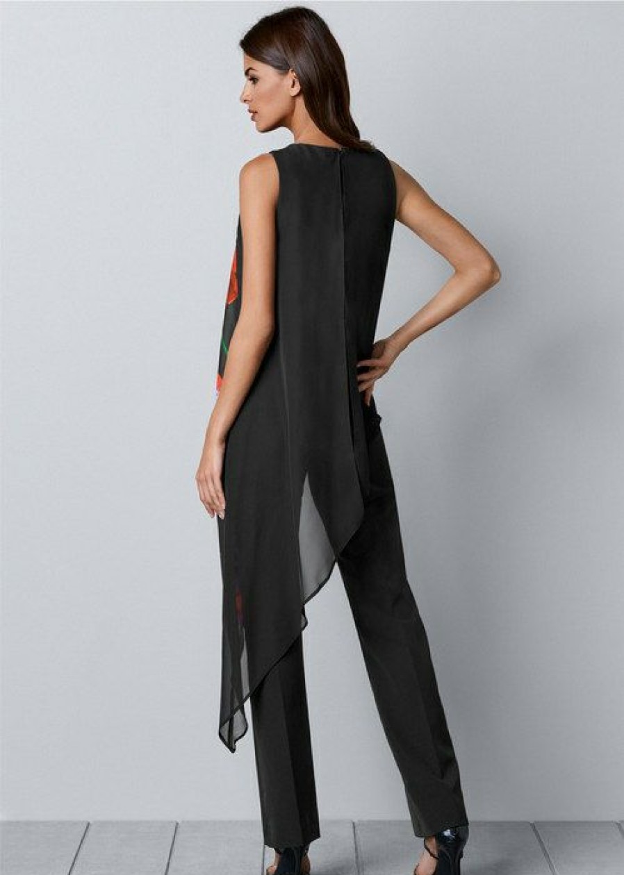 * | Gift Selection Venus Chiffon Overlay Jumpsuit Black Multi | Womens Jumpsuits & Rompers