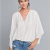 * | Exquisite Gifts Venus Batwing Crochet Top Off White | Womens Tops