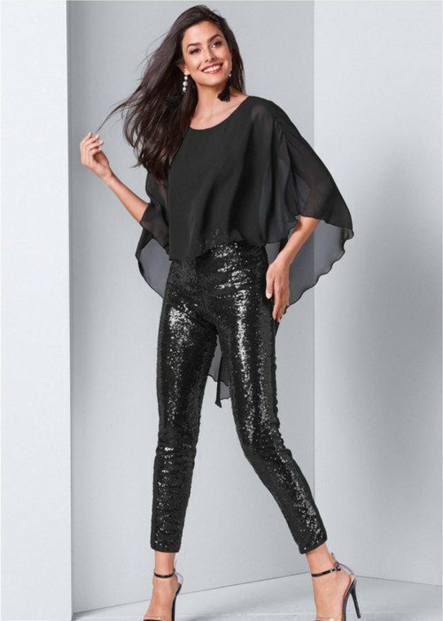 * | Popular Venus Sequin Jumpsuit Black | Womens Jumpsuits & Rompers