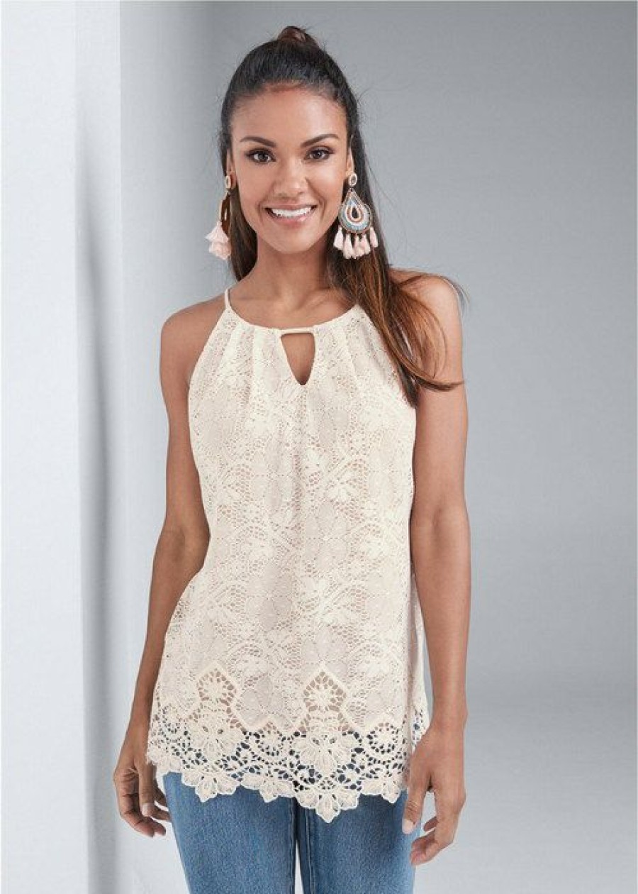 * | Promotion Venus Lace Sleeveless Top Cream Multi | Womens Tops