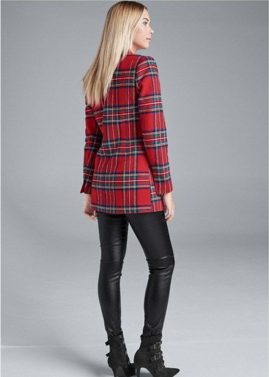 * | Cut Price Venus Plaid Blazer Red Multi | Womens Jackets & Coats