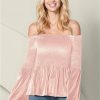 * | Exquisite Gifts Venus Off The Shoulder Velvet Top Light Pink | Womens Tops