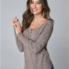 * | Best Price Venus Lace Sleeve Henley Top Charcoal Grey | Womens Loungewear