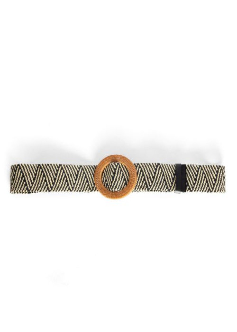 * | Popular Venus Woven Rattan Buckle Belt Black Multi | Womens Belts