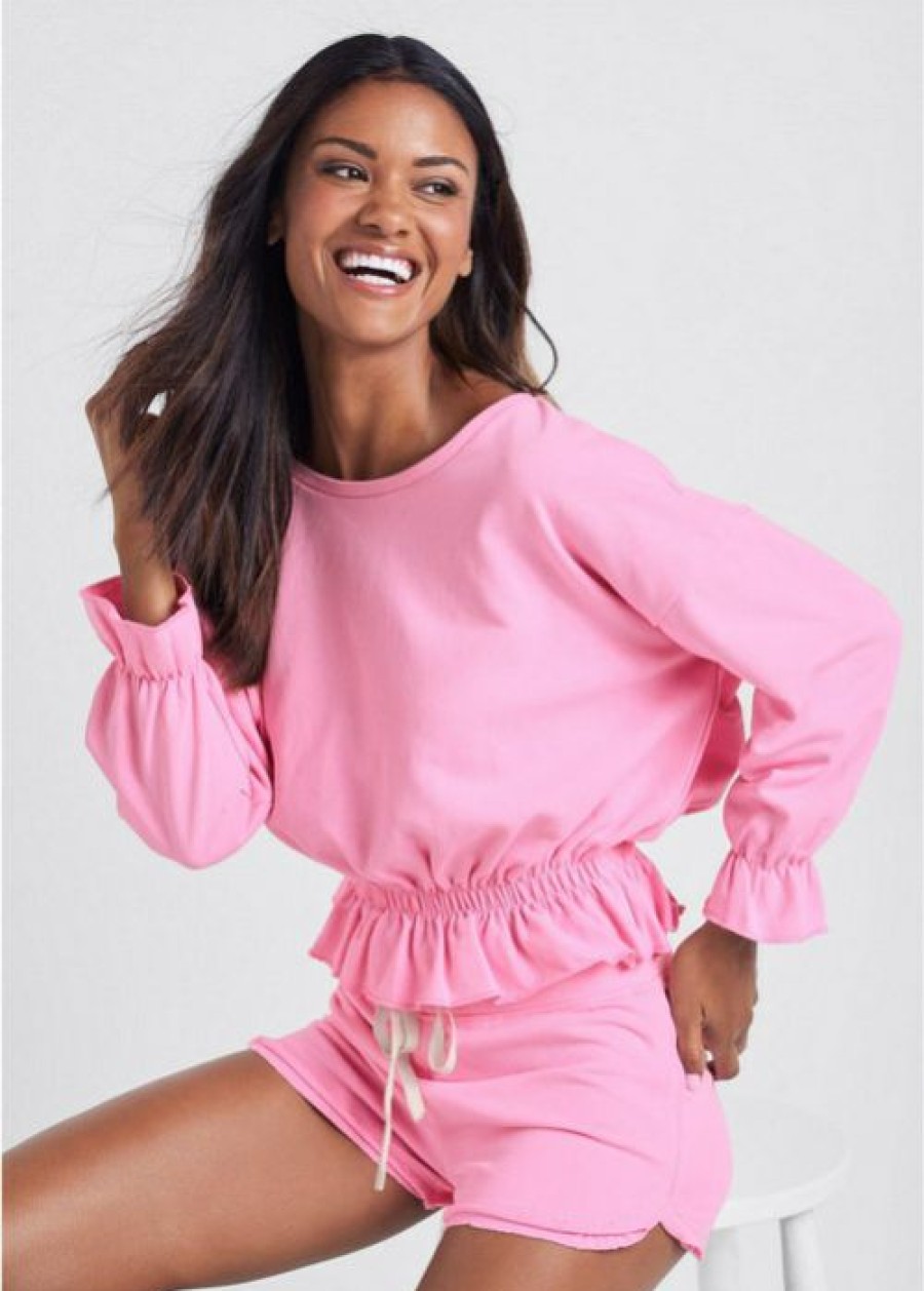 * | Cut Price Venus Ruffle Hem Lounge Shorts Set Pink | Womens Loungewear