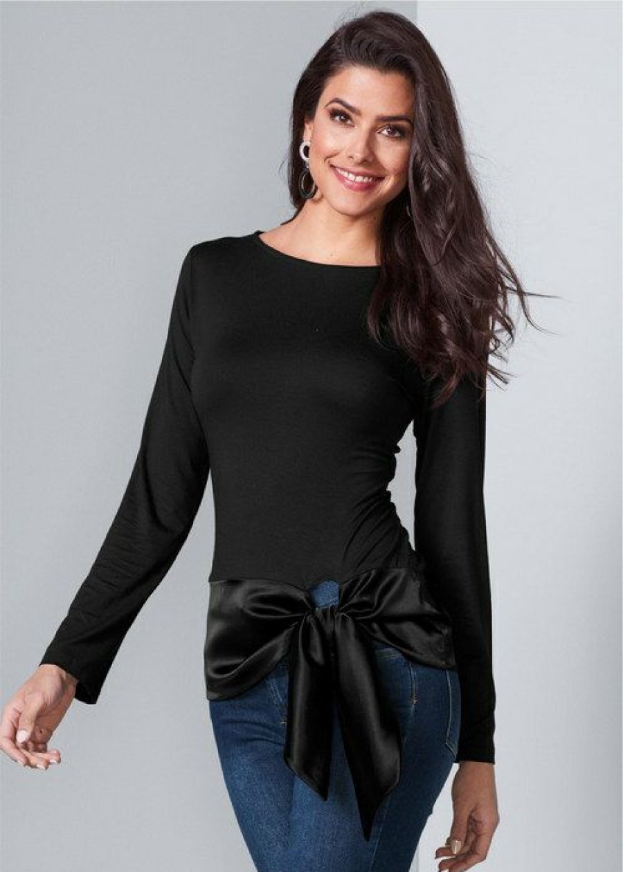 * | Wholesale Venus Side Tie Top Black | Womens Tops